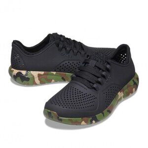 Crocs LiteRide Pacer Sneakers Black Camo Lightweight Athletic Military Womens 10